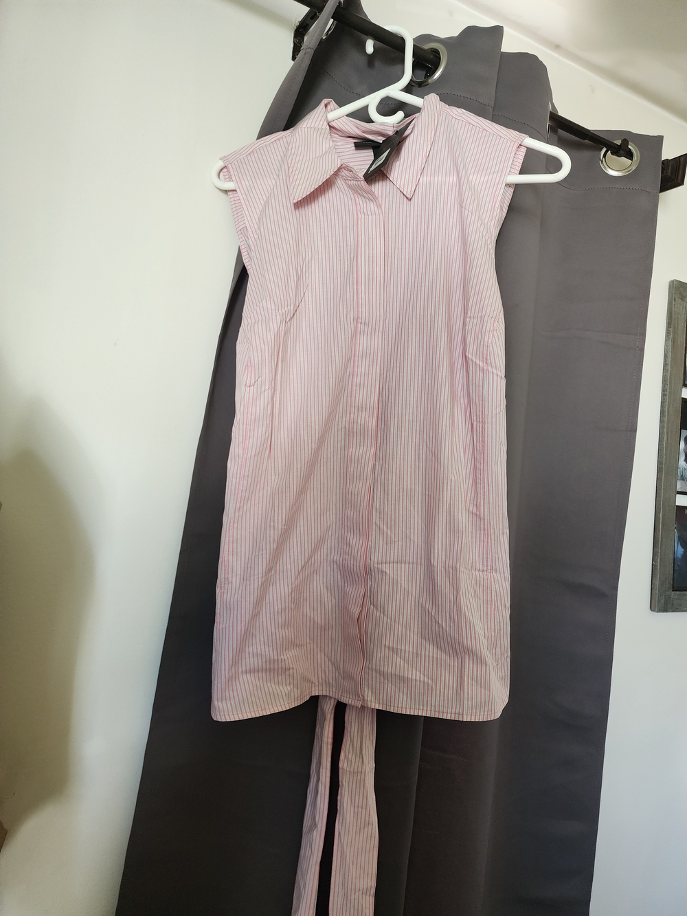 Lane Bryant Pink and White Striped Button-Up Top